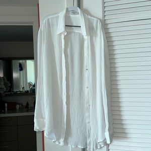 Aritzia Babaton White Linen Button down-XS